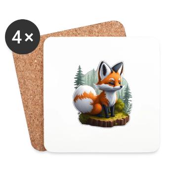 Kleiner Fuchs - Untersetzer (4er-Set) - Weiß - Vorne