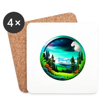 Schöne Berge Landschaft kreisrund freigestellt - Untersetzer (4er-Set) - Weiß - Vorne