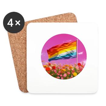 Pride Flag / Flag - Coasters (set of 4) - white - Front