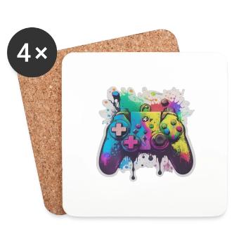 Gaming Controller Rainbow Splash - Untersetzer (4er-Set) - Weiß - Vorne