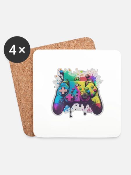 Gaming Controller Rainbow Splash - Coasters (set of 4) - white