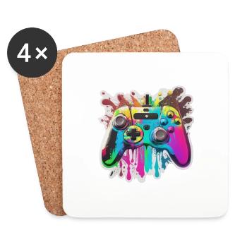 Gaming Controller Rainbow Splash - Untersetzer (4er-Set) - Weiß - Vorne