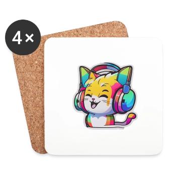 Rainbow Cat - Untersetzer (4er-Set) - Weiß - Vorne