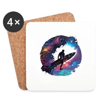 surfer on the galaxy - Coasters (set of 4) - white - Front