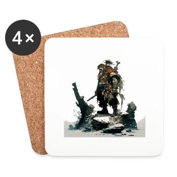 Dwarf Warrior - Coasters (set of 4) - white - Front