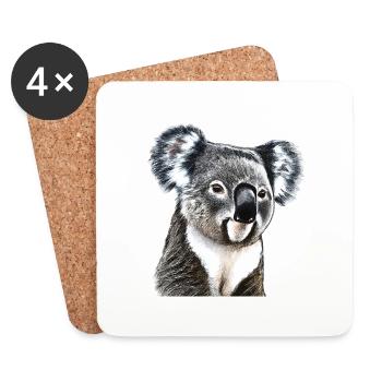 Koala mignon mignon idée cadeau koala bear - Dessous de verre (lot de 4) - blanc - Devant
