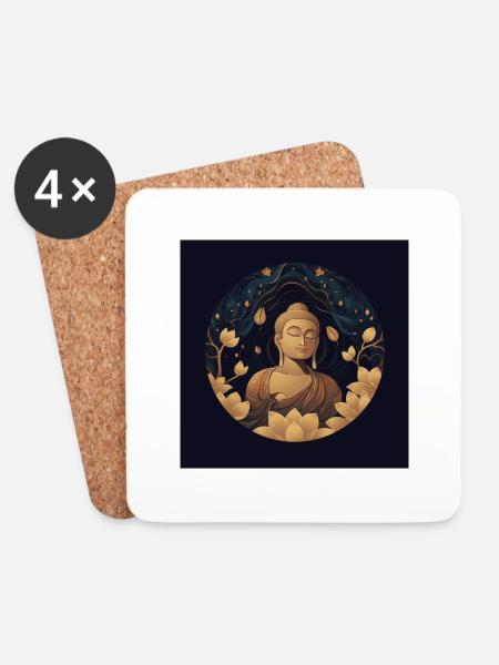 Buddha Artwork Classic - Untersetzer (4er-Set) - Weiß