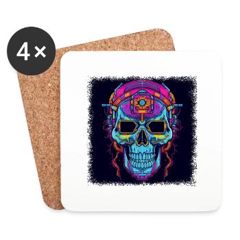 Idée présente Ballons Mort Crâne Cage Spooky - Dessous de verre (lot de 4) - blanc - Devant