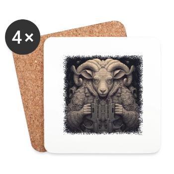 statement herd of sheep joke cookers happy - Coasters (set of 4) - white - Front