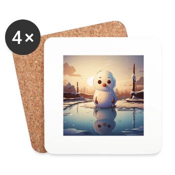 Lustighausen - Comic Style Snowman - Untersetzer (4er-Set) - Weiß - Vorne