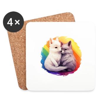 LGBTQIA+ Füchse - Untersetzer (4er-Set) - Weiß - Vorne