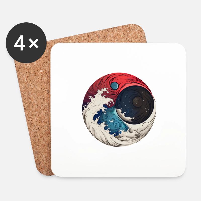 Erde Planet Wellen - Untersetzer (4er-Set) - Weiß