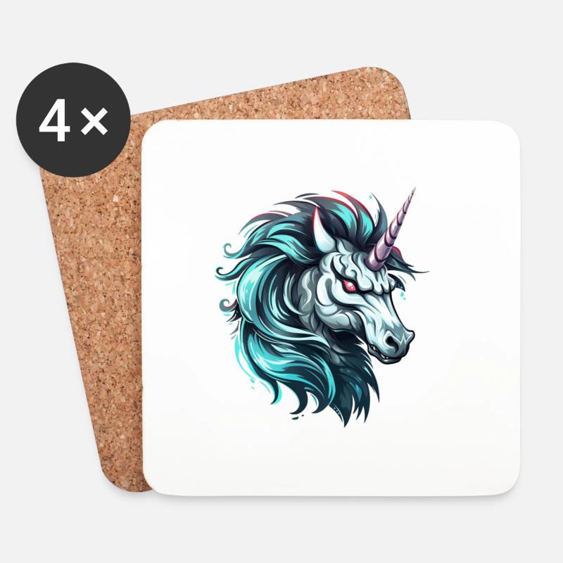 Mad Unicorn - Untersetzer (4er-Set) - Weiß