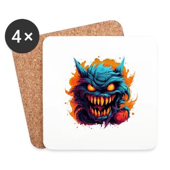 Halloween Monster - Untersetzer (4er-Set) - Weiß - Vorne