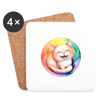 Rainbow cat - Coasters (set of 4) - white - Front