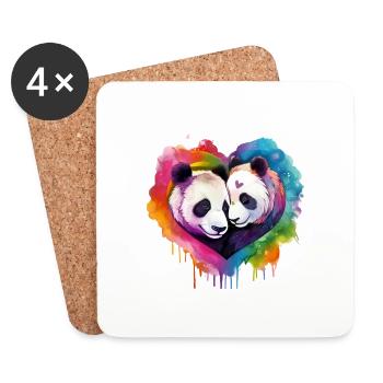 LGBTQIA+ Animal Love, Panda - Coasters (set of 4) - white - Front