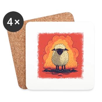 antifascist sayings gift cartoon sheep present - Untersetzer (4er-Set) - Weiß - Vorne