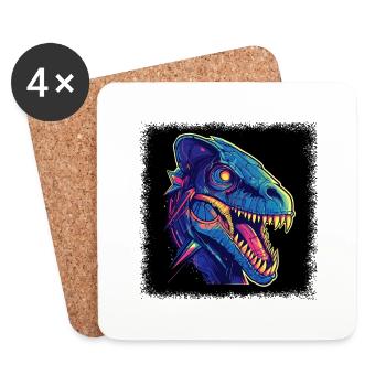 funny quote t-rex rex green dinosaurus chrome dino - Untersetzer (4er-Set) - Weiß - Vorne