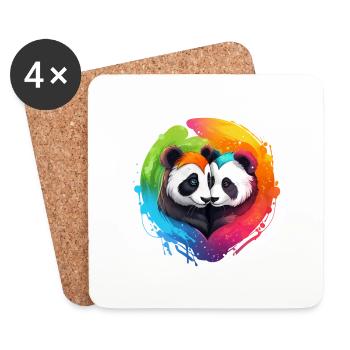 LGBTQIA+ Panda est amoureux - Dessous de verre (lot de 4) - blanc - Devant