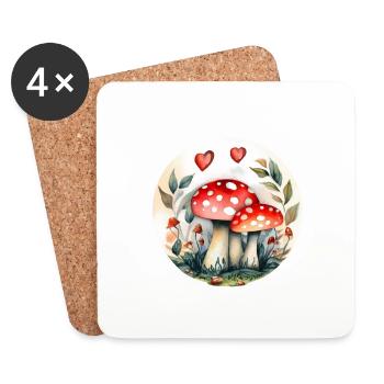 Magic mushrooms and toadstools - mushrooms - Coasters (set of 4) - white - Front