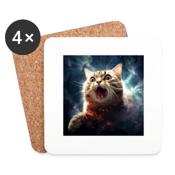 Galaktischer Katzenwahnsinn - Untersetzer (4er-Set) - Weiß - Vorne