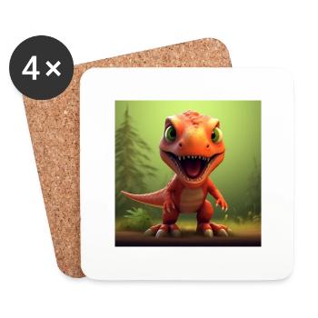 Aventures mignonnes T-Rex - Dessous de verre (lot de 4) - blanc - Devant