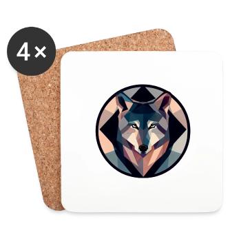 Geometrisch. Wolf auf buntem Hintergrund - Untersetzer (4er-Set) - Weiß - Vorne