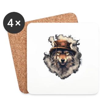 Marque de commerce Outlaw Wolf - Dessous de verre (lot de 4) - blanc - Devant