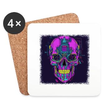 Bones Fingers Skater Exoskeletal Spooky Happy - Coasters (set of 4) - white - Front