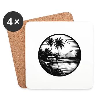 Destination de rêve minimaliste - Dessous de verre (lot de 4) - blanc - Devant