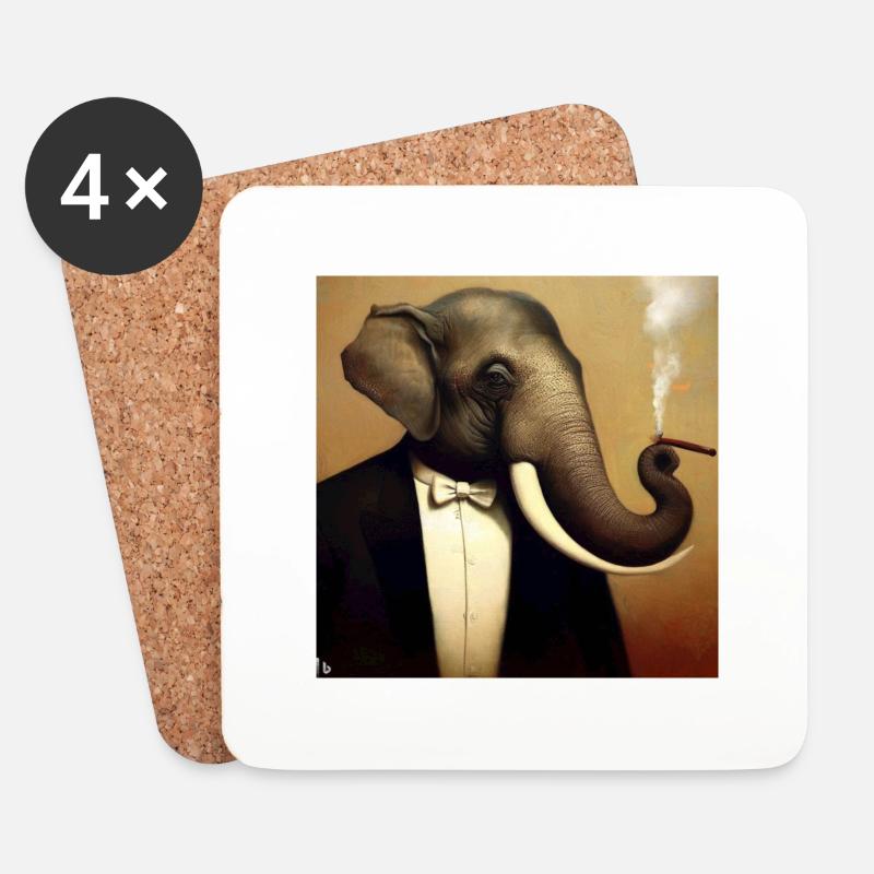 renaissance elephant - Untersetzer (4er-Set) - Weiß