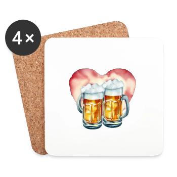 Bier-Liebe - Untersetzer (4er-Set) - Weiß - Vorne