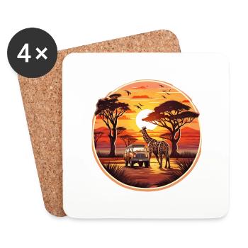 Exotic Safari Journey with Wild Animals - Untersetzer (4er-Set) - Weiß - Vorne