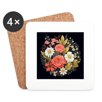 Botanical Circle Stylish Design for a TShirt - Untersetzer (4er-Set) - Weiß - Vorne
