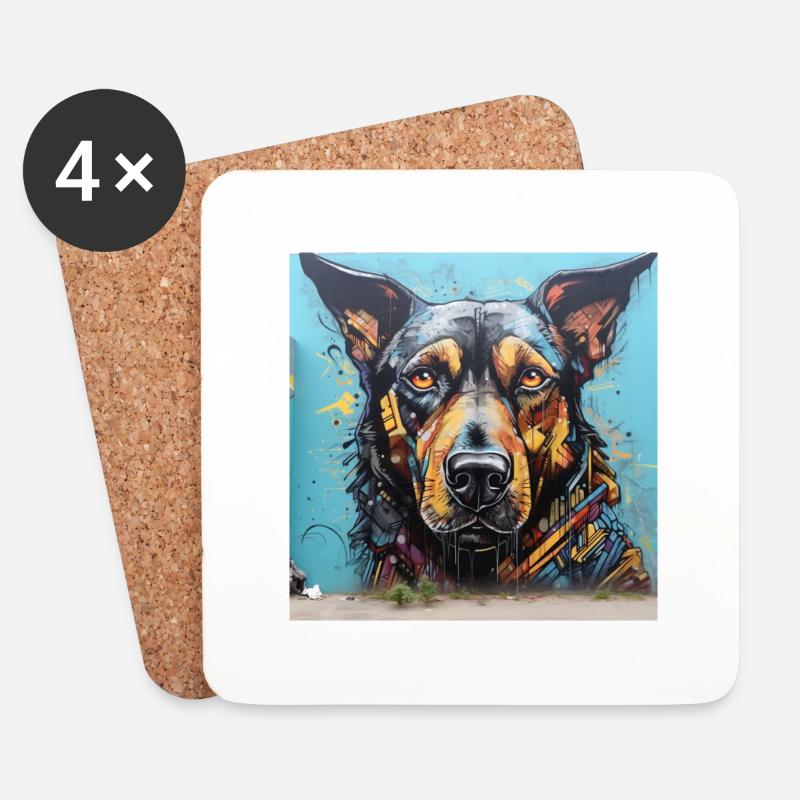 Schäferhund - Untersetzer (4er-Set) - Weiß