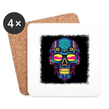 Cute Back Skeleton Costume Gifts Cool Biker Shirt - Coasters (set of 4) - white - Front