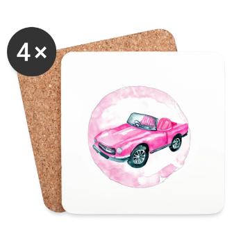 Niedliches niedliches Damenspielzeugauto rosa - Untersetzer (4er-Set) - Weiß - Vorne