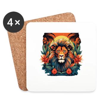 Royal splendor: lion motif in the jungle! - Coasters (set of 4) - white - Front
