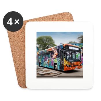Bus - Untersetzer (4er-Set) - Weiß - Vorne
