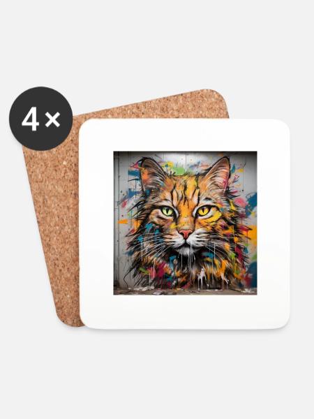 katzen graffiti - Untersetzer (4er-Set) - Weiß