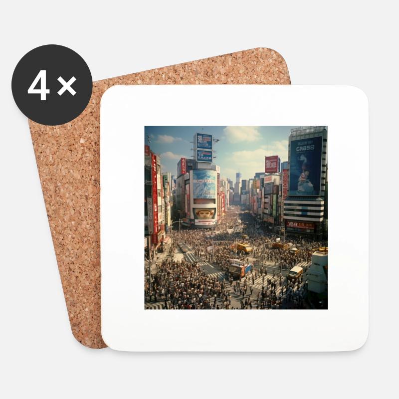 Tokio bei Tag - Untersetzer (4er-Set) - Weiß