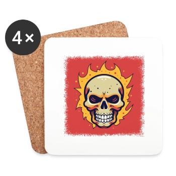 Skull death board heart idée présente - Dessous de verre (lot de 4) - blanc - Devant