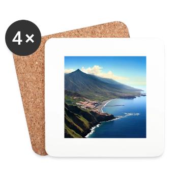 Tropical Island Volcano - Coasters (set of 4) - white - Front