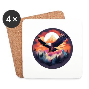 Freedom of the skies - Eagle in mountain landscape - Coasters (set of 4) - white - Front
