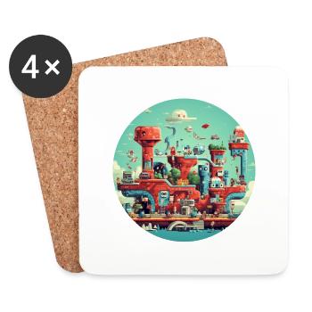 Jeu vidéo rétro nostalgique - Dessous de verre (lot de 4) - blanc - Devant