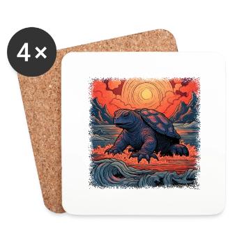 save the turtles diving turtle geek turtle lover - Coasters (set of 4) - white - Front