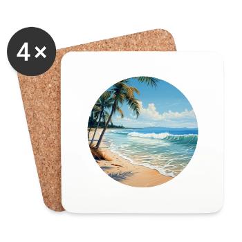 Aventures amusantes à la plage - votre chemise de vacances d’été - Dessous de verre (lot de 4) - blanc - Devant