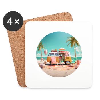 Summer holiday on the beach - shirt for holiday joy - Coasters (set of 4) - white - Front