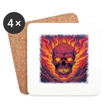 Awesome Dabbing Scary Dinosaur Skeleton Tshirts - Coasters (set of 4) - white - Front
