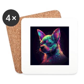 Chihuahua art - Coasters (set of 4) - white - Front